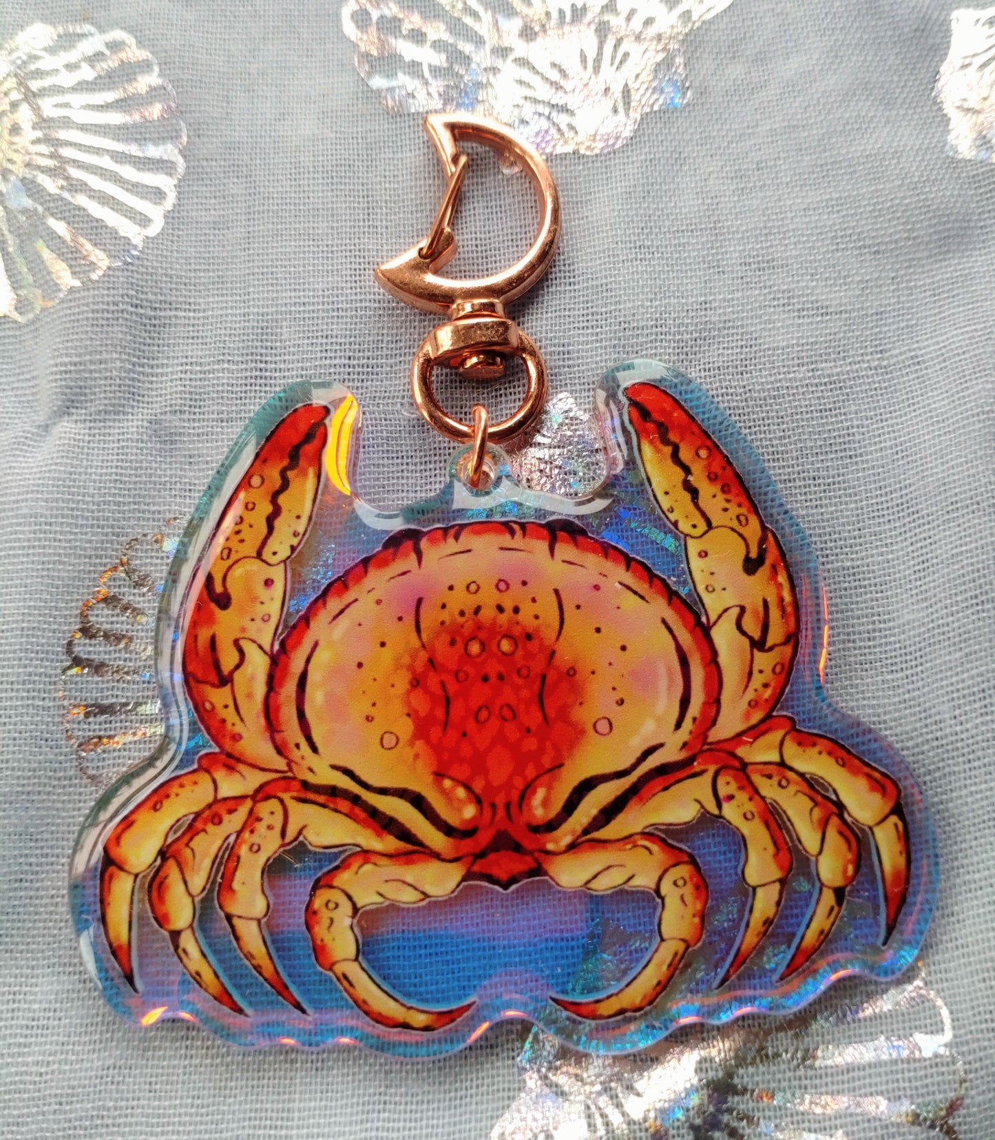 Rainbow/Prismatic Acrylic Keyring - ORANGE CRAB
