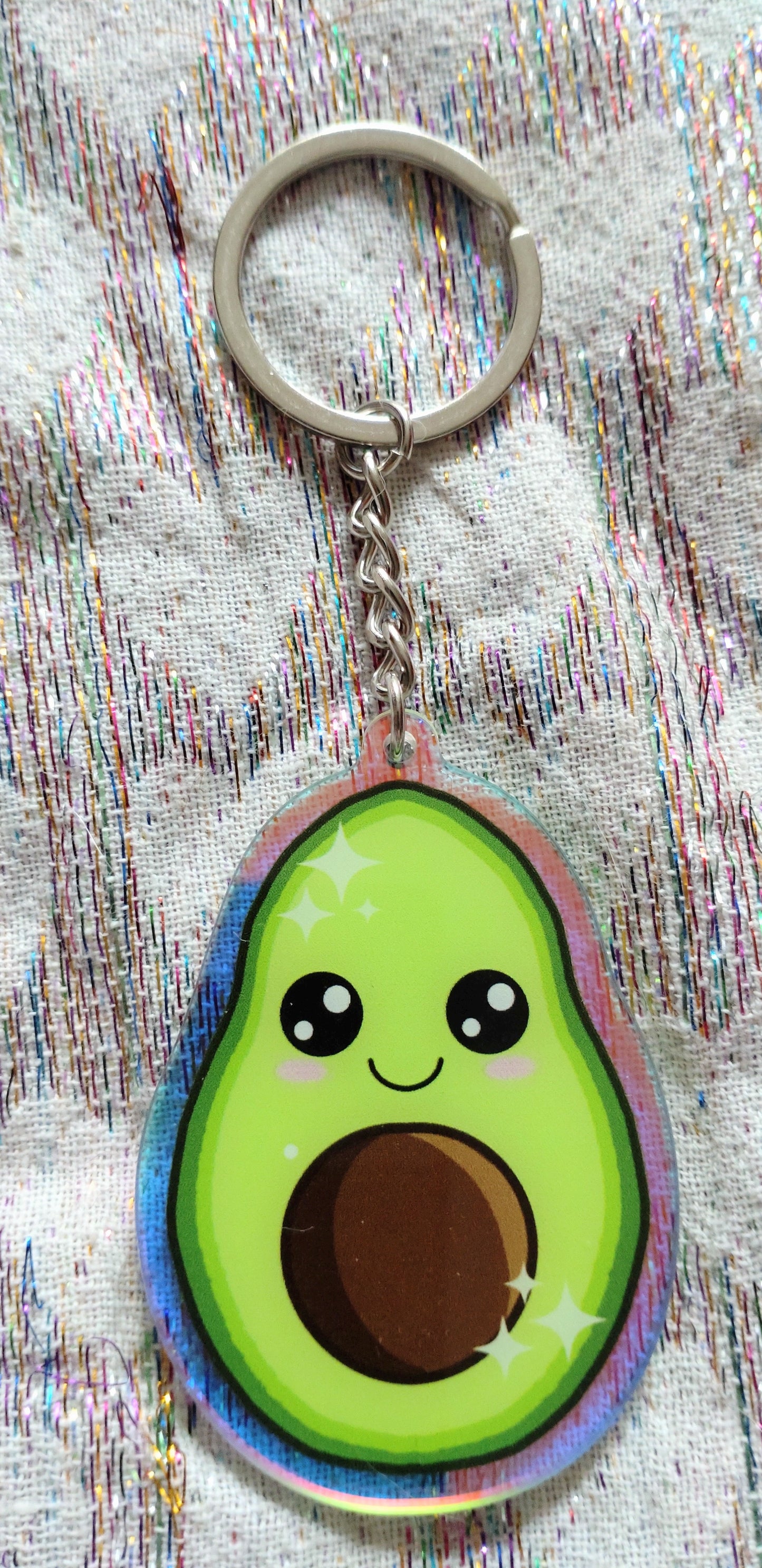 Rainbow/Prismatic Acrylic Keyring - AVOCADO