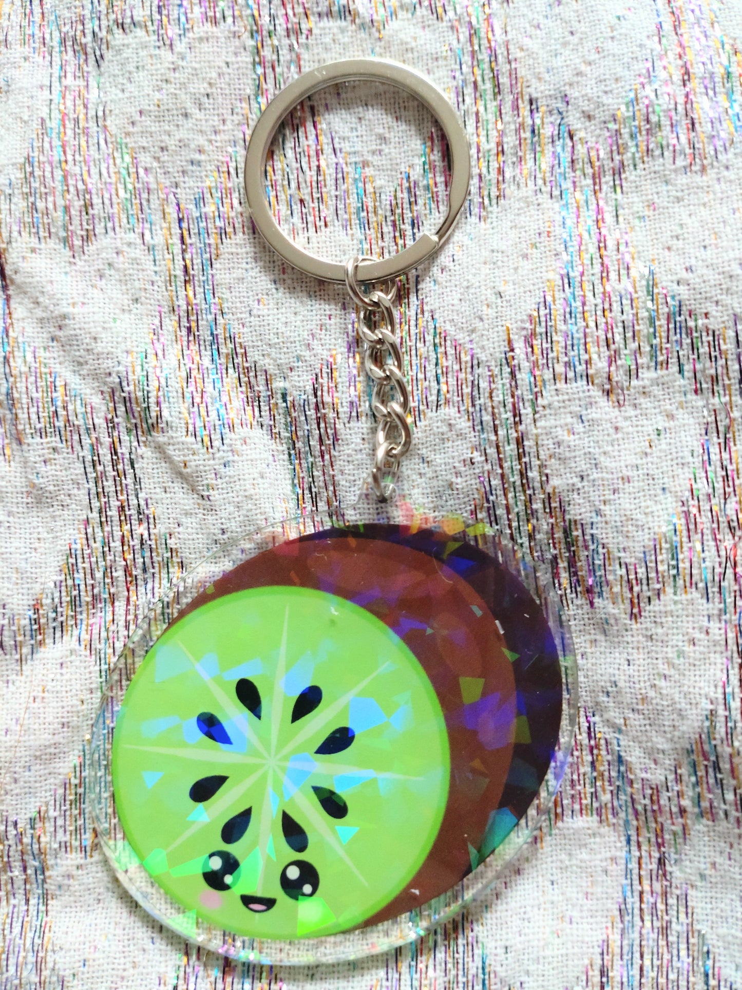 Rainbow/Prismatic Acrylic Keyring - KIWI