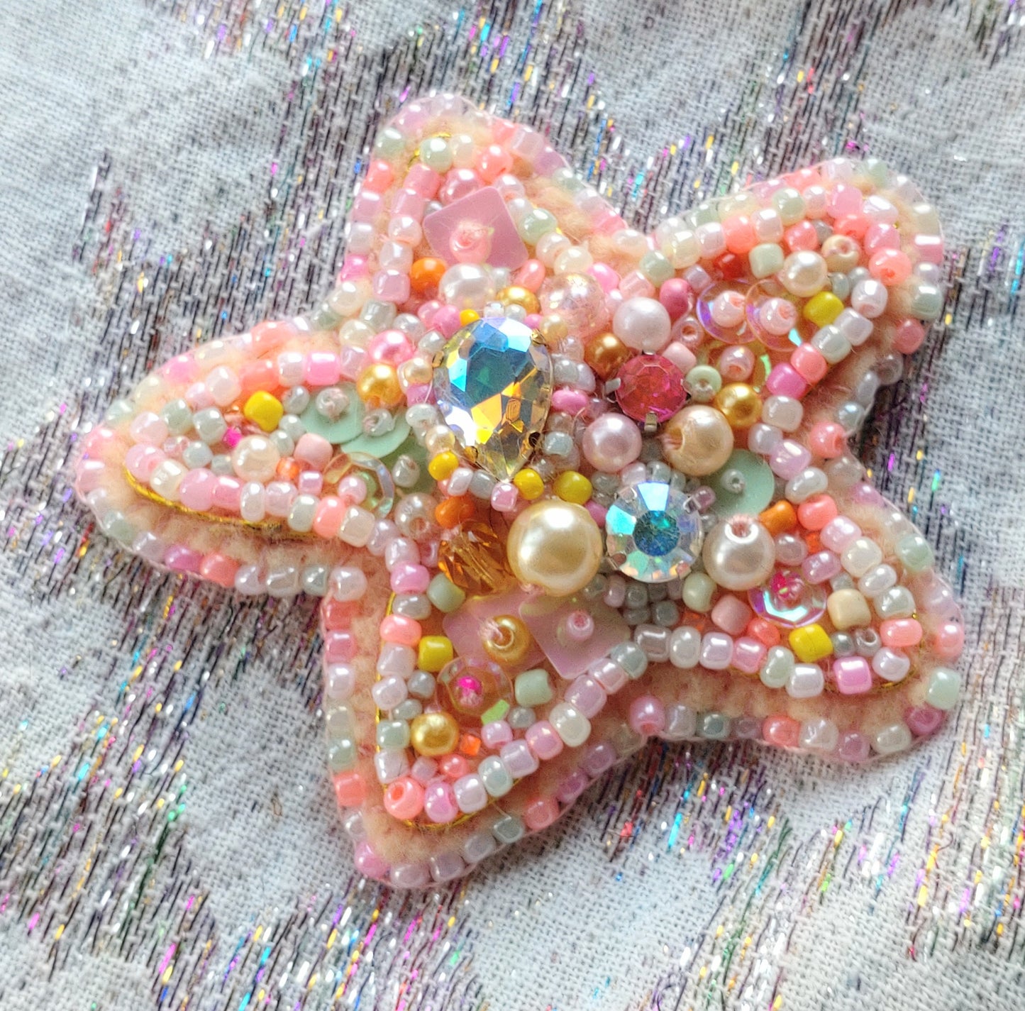 Beaded Starfish Brooch