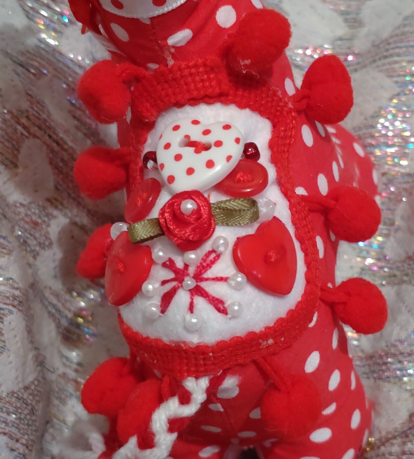 Patchwork Cats - RED AND WHITE POLKA DOTS