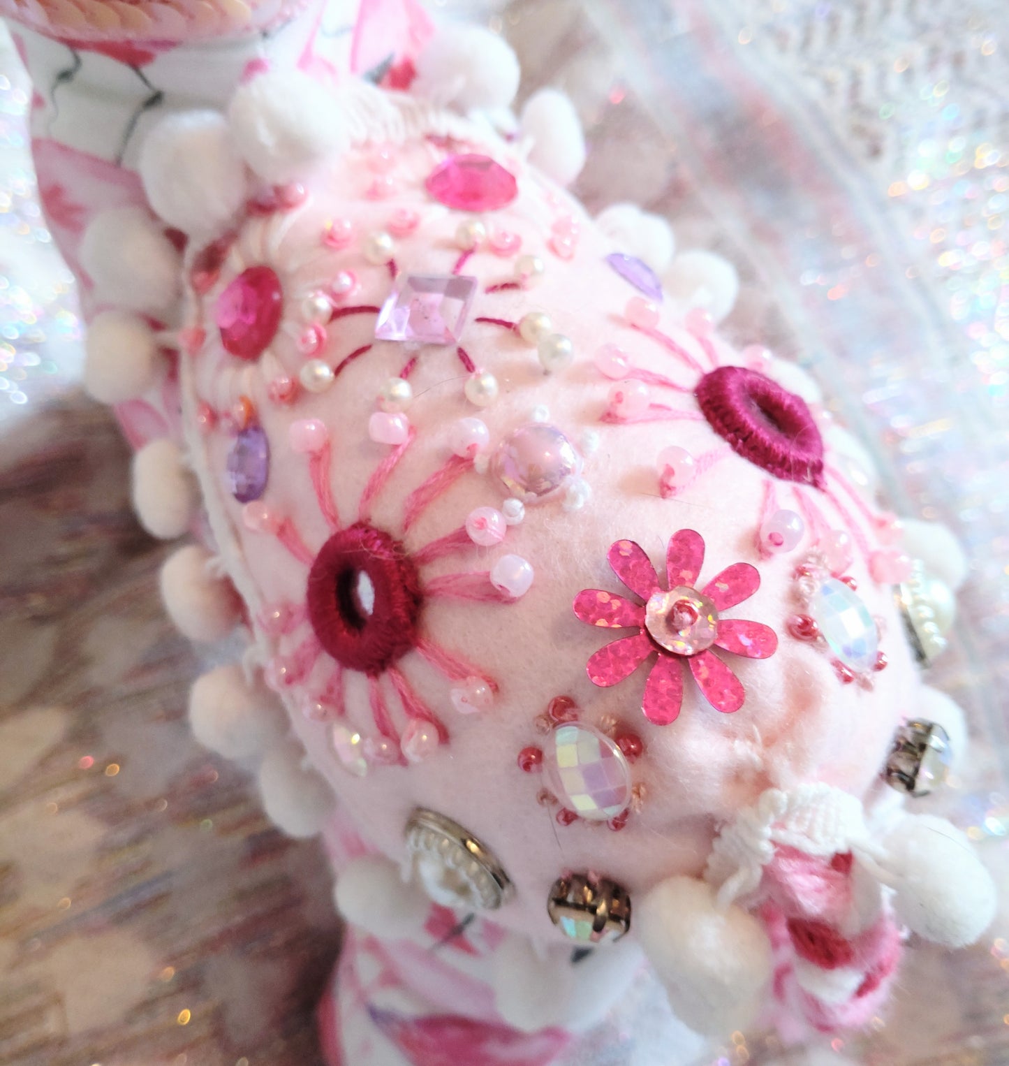 Patchwork Cat - PINK FLAMINGOES