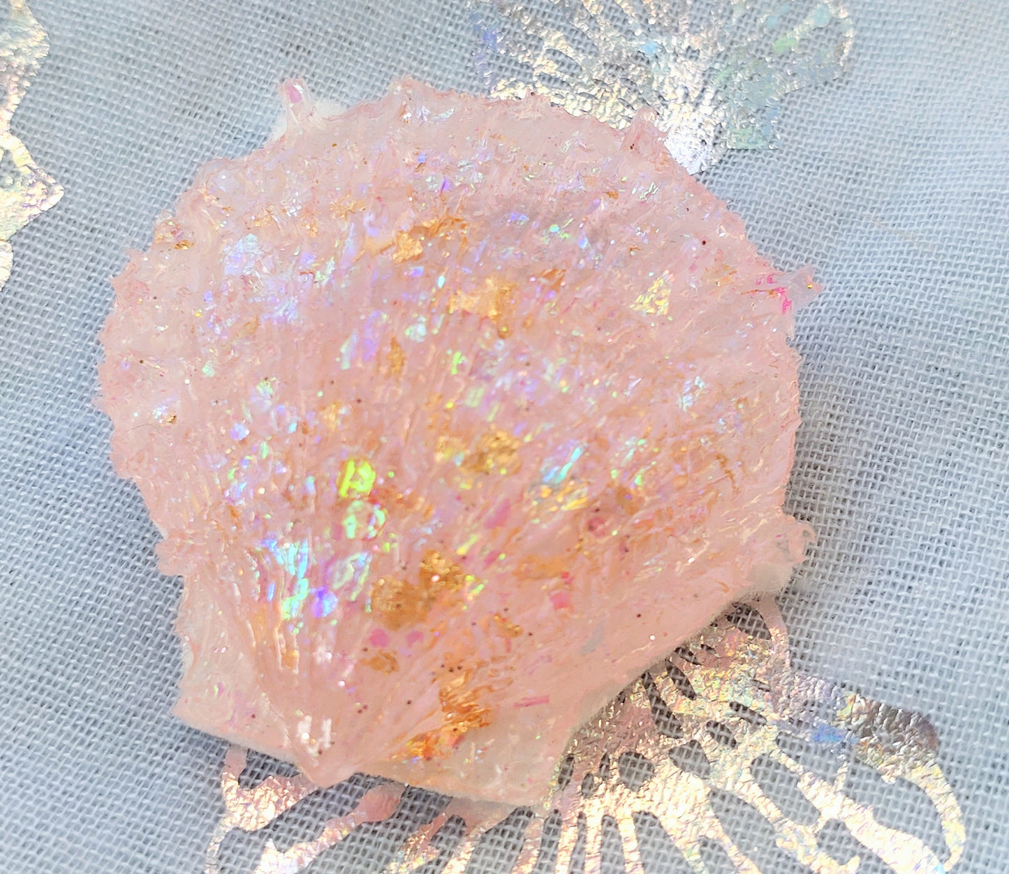 Fridge Magnet - PINK RESIN SCALLOP SHELL TEXTURED