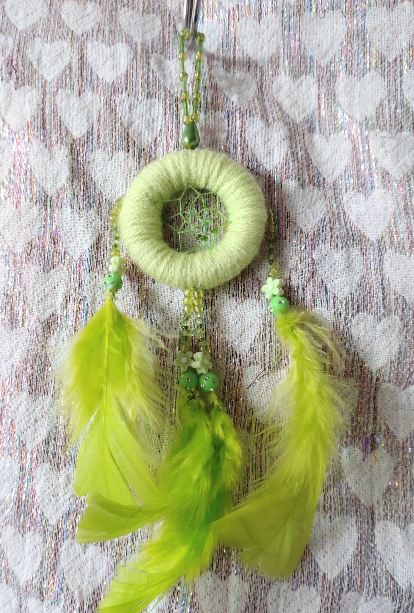 Handmade Dreamcatcher (small) - LIGHT GREEN with PERIDOT