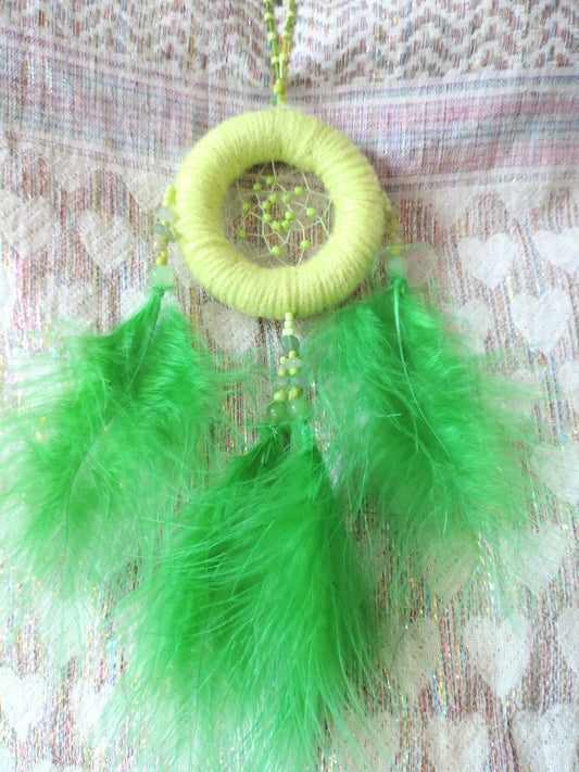 Handmade Dreamcatcher (small) - LIGHT GREEN with ADVENTURINE