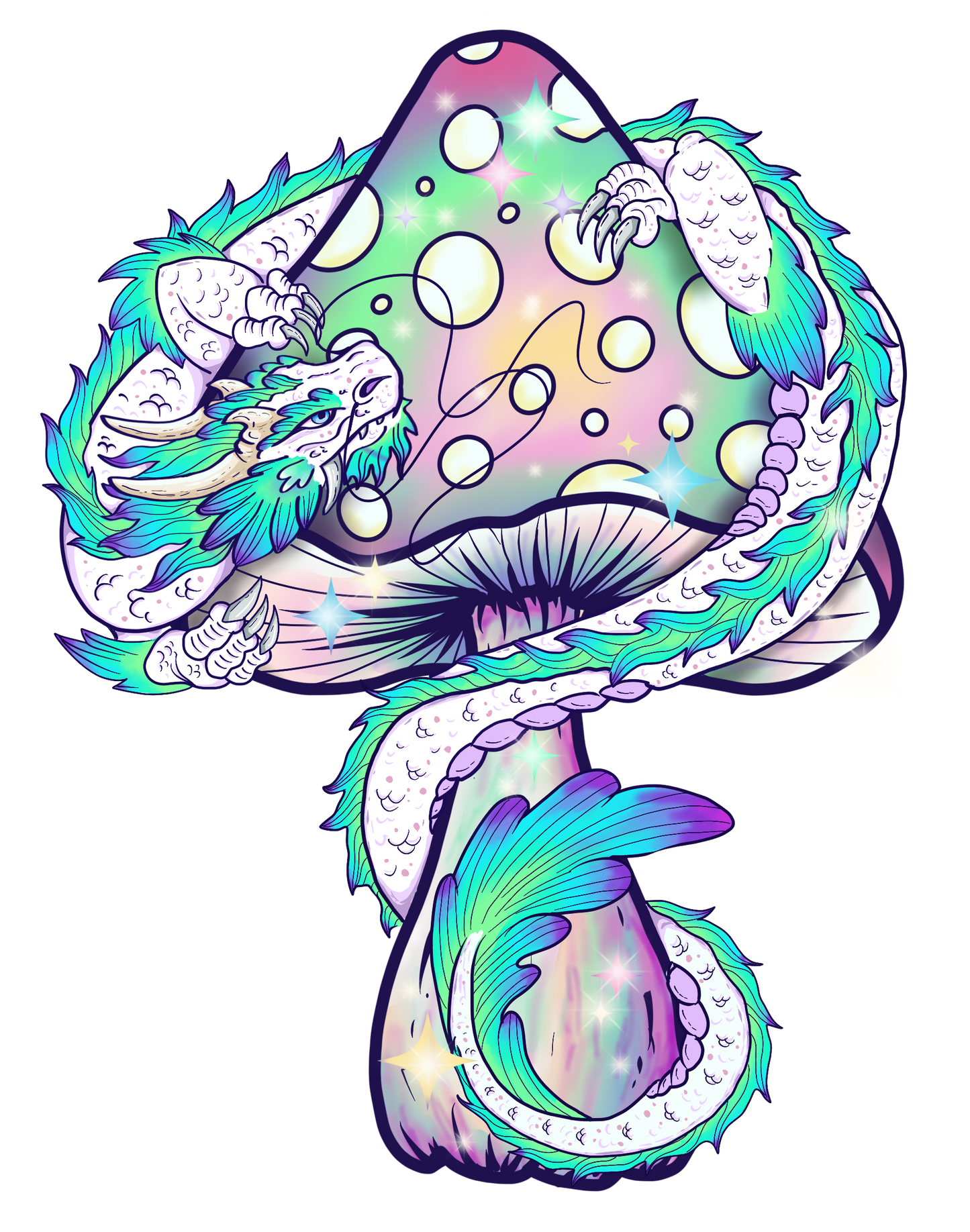 Mushroom Sticker -WHITE DRAGON MUSHROOM (small)