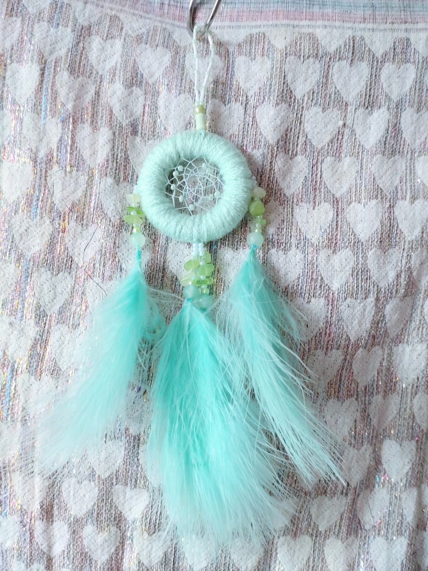 Handmade Dreamcatcher (small) - PALE GREEN with CHRYSOPRASE