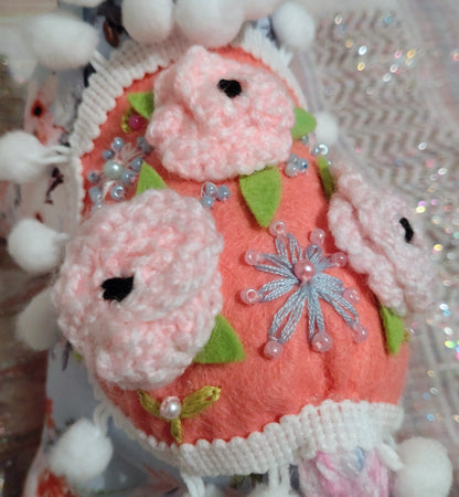 Patchwork Cat - BLUE AND PINK TEA ROSES