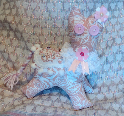 Patchwork Cat - DUSTY PINK AND WHITE
