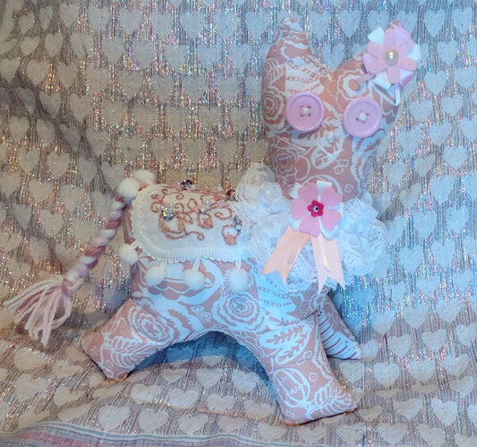 Patchwork Cat - DUSTY PINK AND WHITE