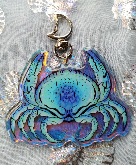 Rainbow/Prismatic Acrylic Keyring - BLUE CRAB