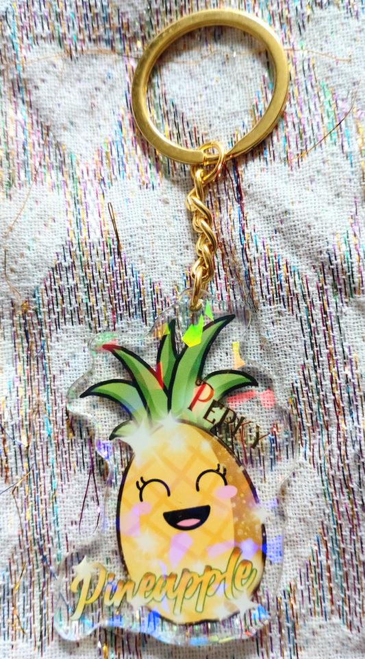 Rainbow/Prismatic Acrylic Keyring - PERKY PINEAPPLE