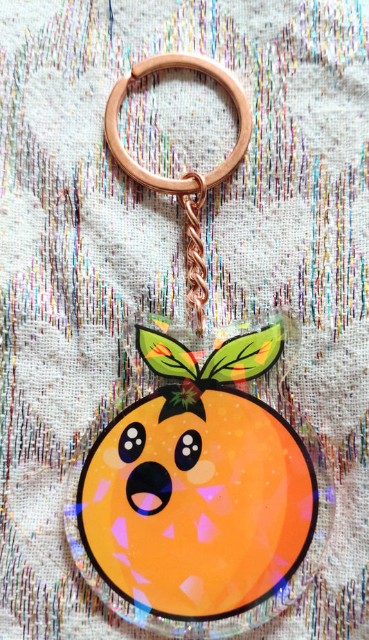 Rainbow/Prismatic Acrylic Keyring - SURPRISED ORANGE