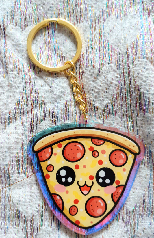 Rainbow/Prismatic Acrylic Keyring - PIZZA SLICE
