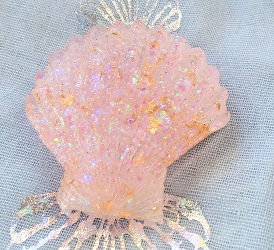 Fridge Magnet - PINK RESIN SCALLOP SHELL