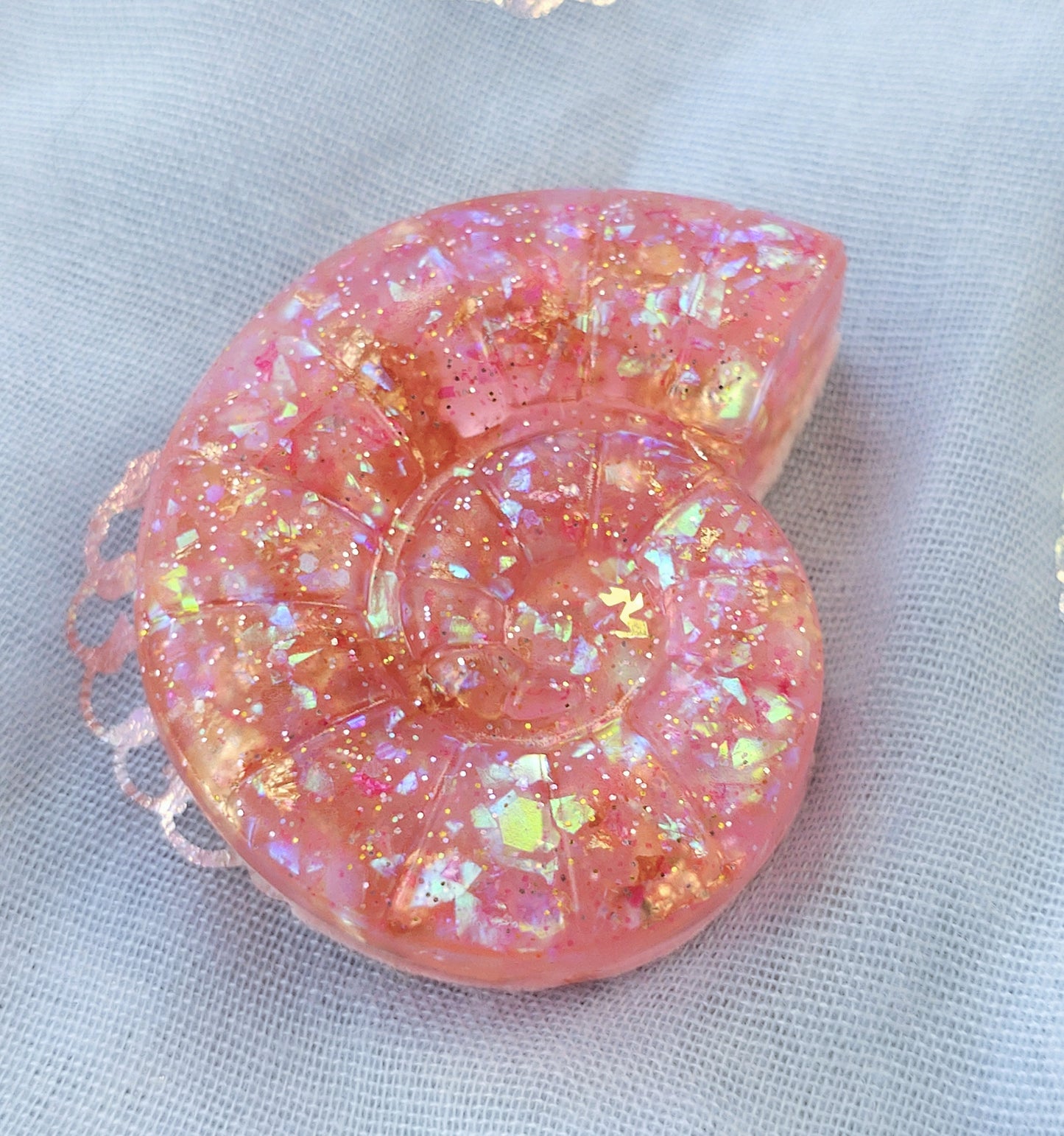 Fridge Magnet - PINK RESIN SPIRAL SHELL