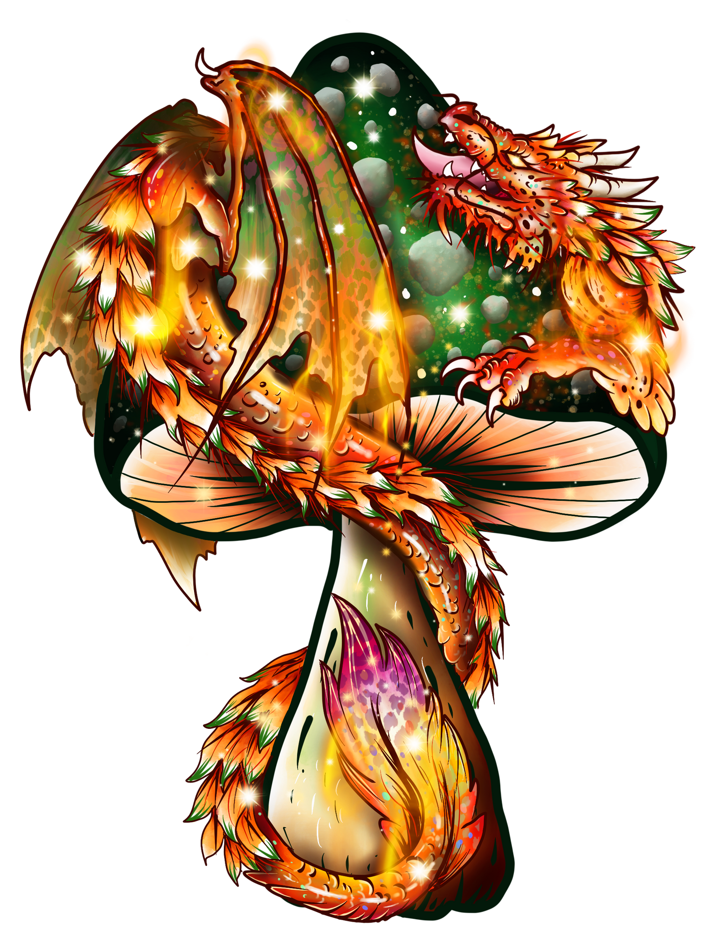 Mushroom Sticker -FIRE DRAGON MUSHROOM (large)