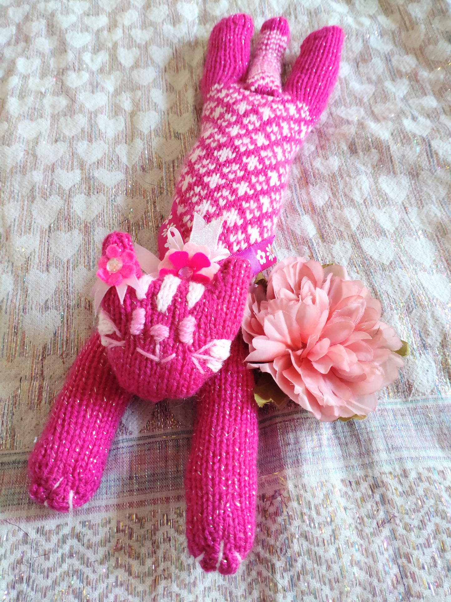 Original Design Fair Isle Feline (small) - FUSCHIA