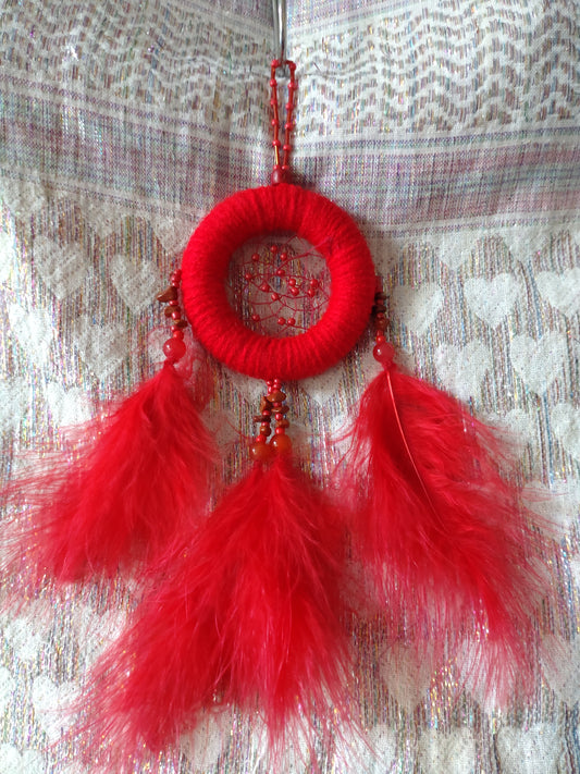 Handmade Dreamcatcher - RED with JASPER