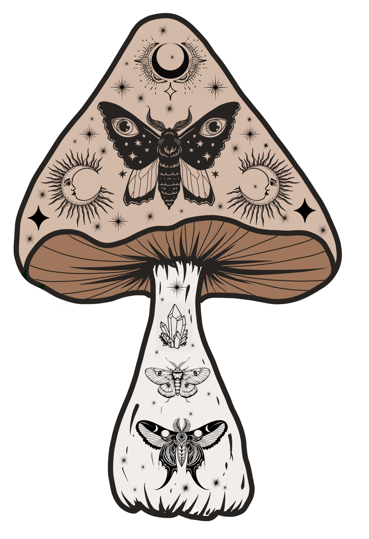 Mushroom Sticker - LUNAR MOTH BEIGE