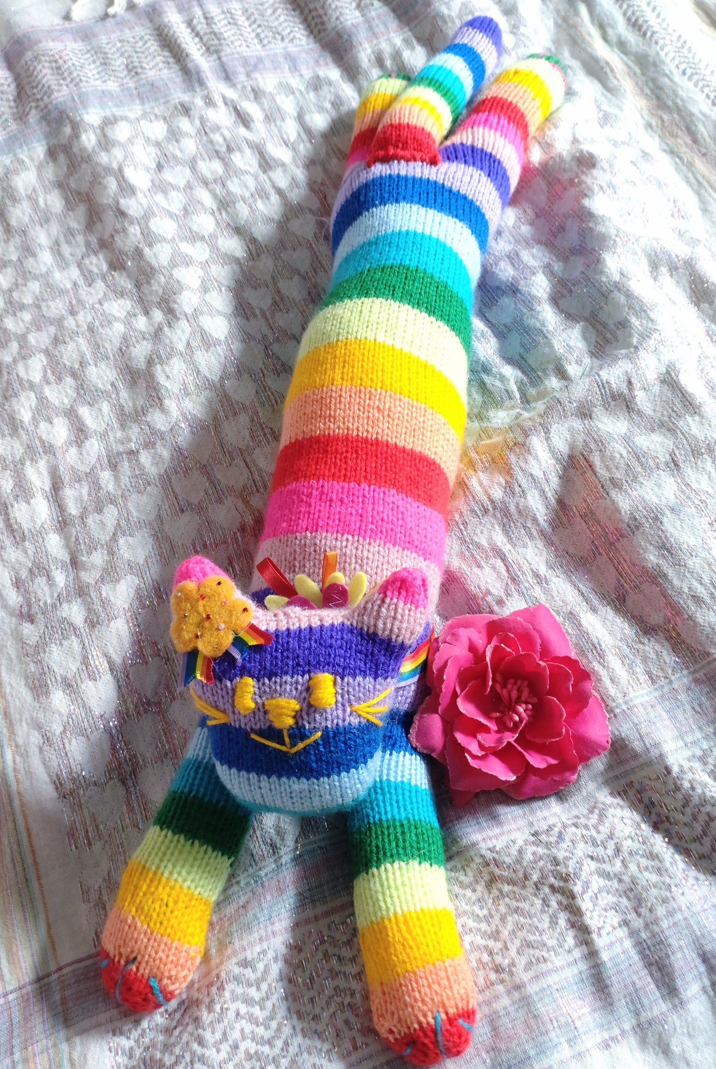 Original Design Fair Isle Feline - RAINBOW