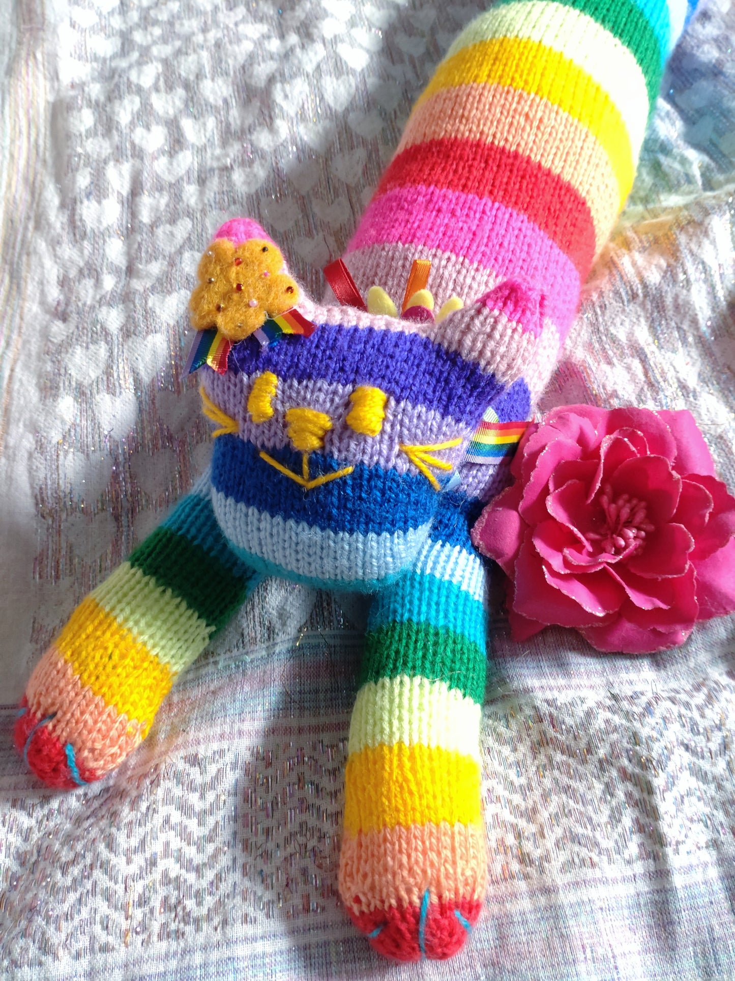 Original Design Fair Isle Feline - RAINBOW