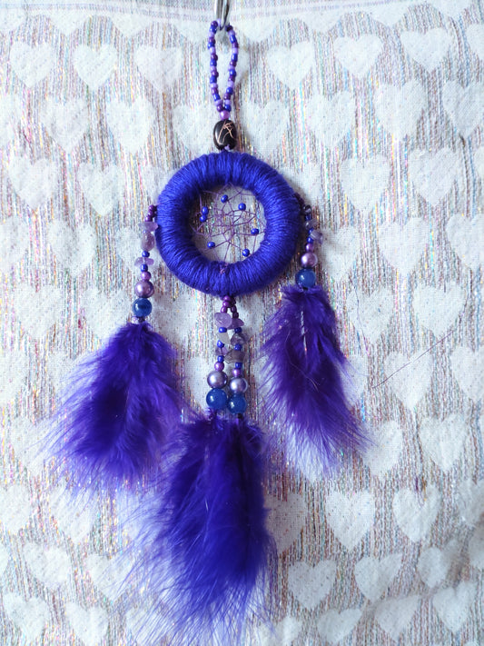 Handmade Dreamcatcher (small) - ROYAL PURPLE with AMETHYST