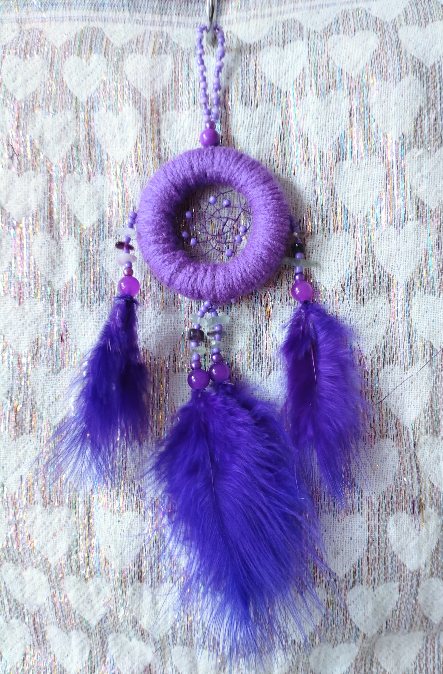 Handmade Dreamcatcher (small) - PURPLE with FLUORITE