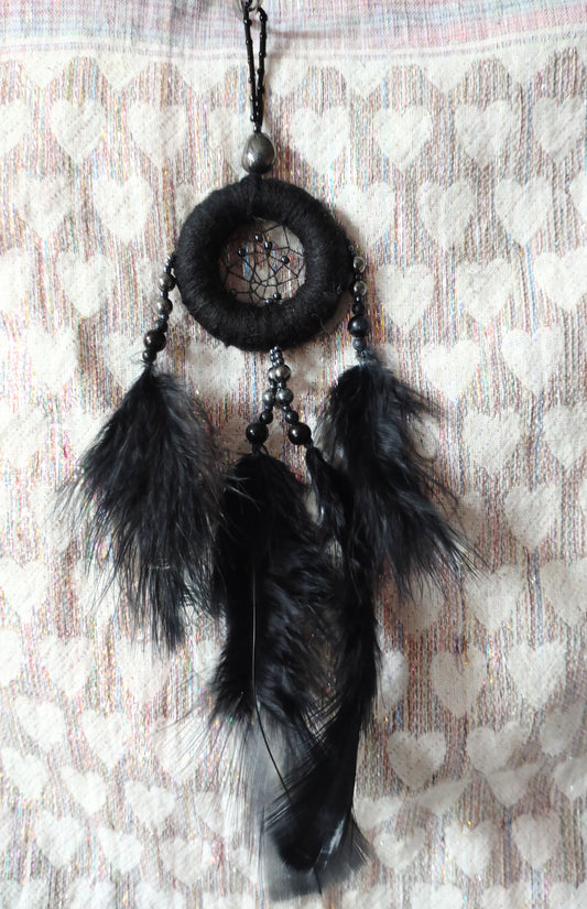 Handmade Dreamcatcher (small) - BLACK with HAEMATITE