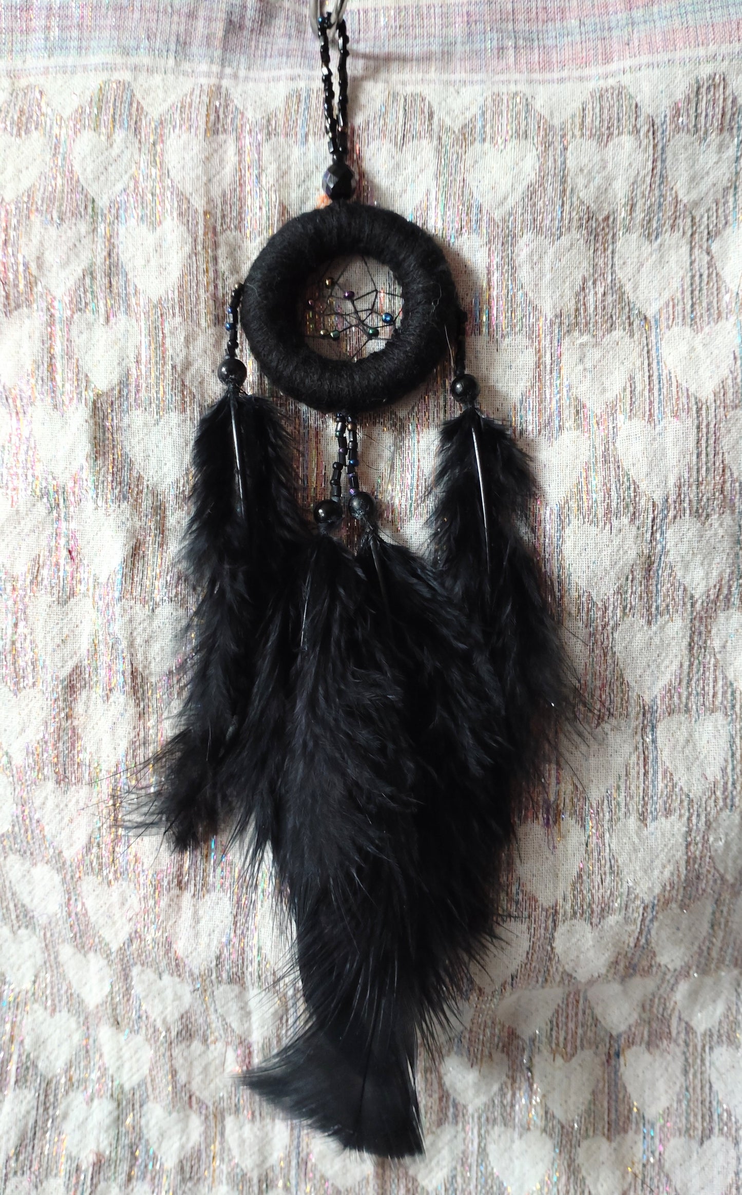 Handmade Dreamcatcher (small) - BLACK with JET
