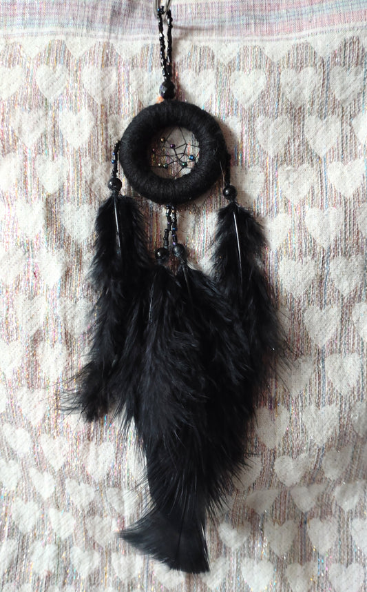 Handmade Dreamcatcher (small) - BLACK with JET