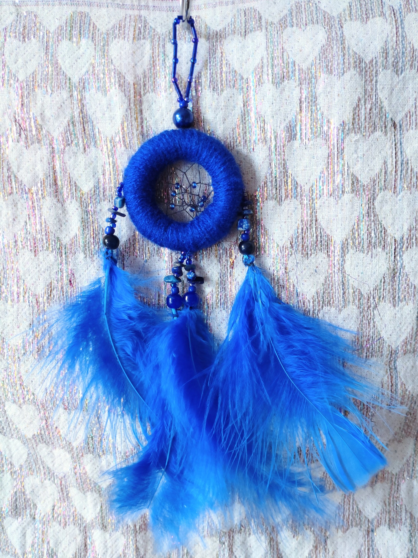 Handmade Dreamcatcher (small) - DARK BLUE with LAPIS LAZULI