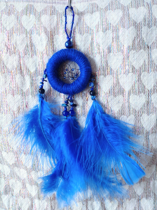 Handmade Dreamcatcher (small) - DARK BLUE with LAPIS LAZULI