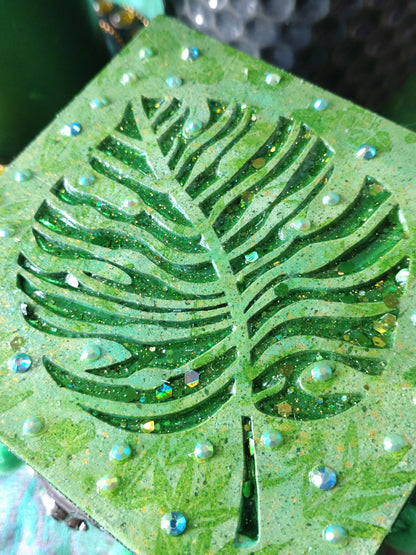 Keepsake/Trinket Box - GREEN MONSTERA LEAF BOX