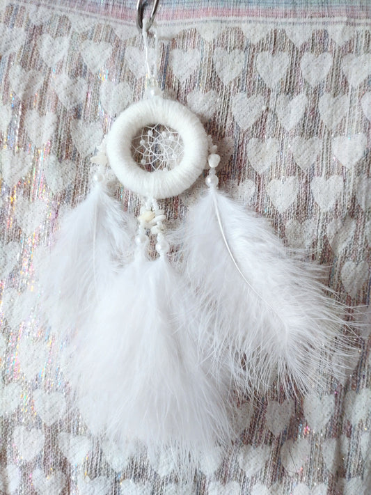 Handmade Dreamcatcher (small) - WHITE with MOONSTONE