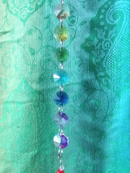 Handmade Suncatcher - SILVER RAINBOW 7 CHAKRA TREE OF LIFE