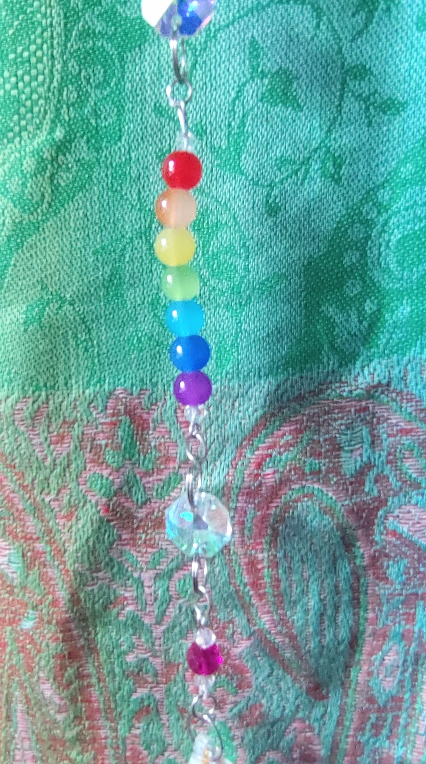 Handmade Suncatcher - SILVER RAINBOW 7 CHAKRA TREE OF LIFE