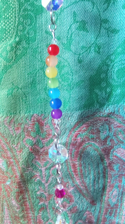 Handmade Suncatcher - SILVER RAINBOW 7 CHAKRA TREE OF LIFE