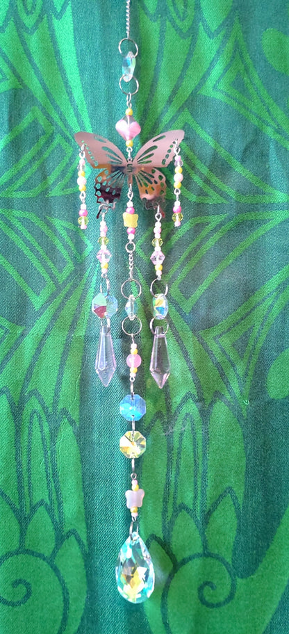 Handmade Suncatcher -PINK AND YELLOW BUTTERFLY