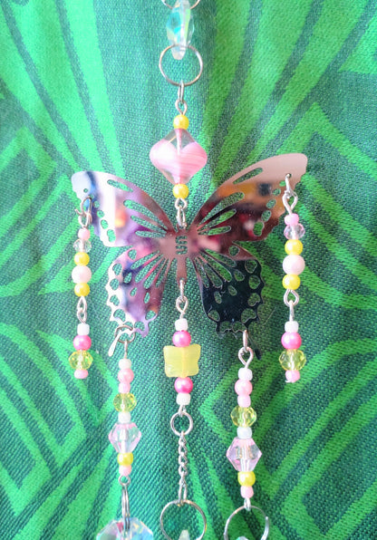 Handmade Suncatcher -PINK AND YELLOW BUTTERFLY