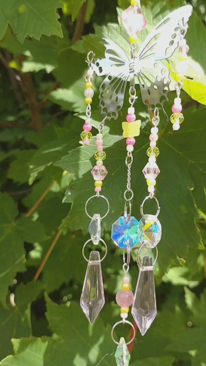 Handmade Suncatcher -PINK AND YELLOW BUTTERFLY
