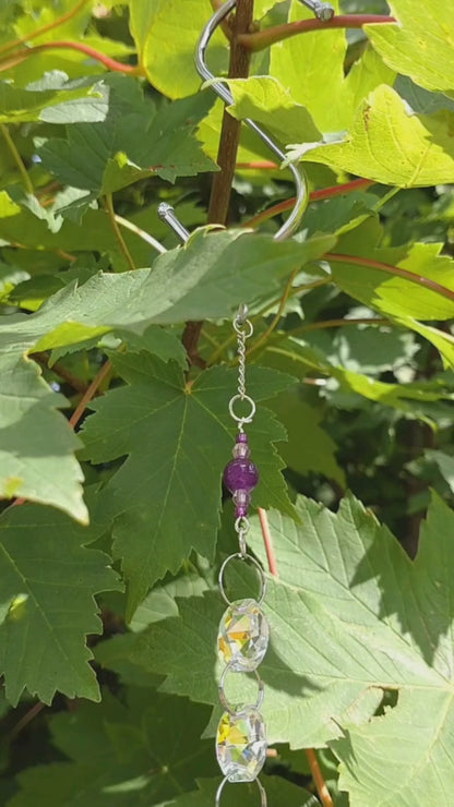 Handmade Suncatcher - SILVER DRAGON WITH PURPLE BEADS