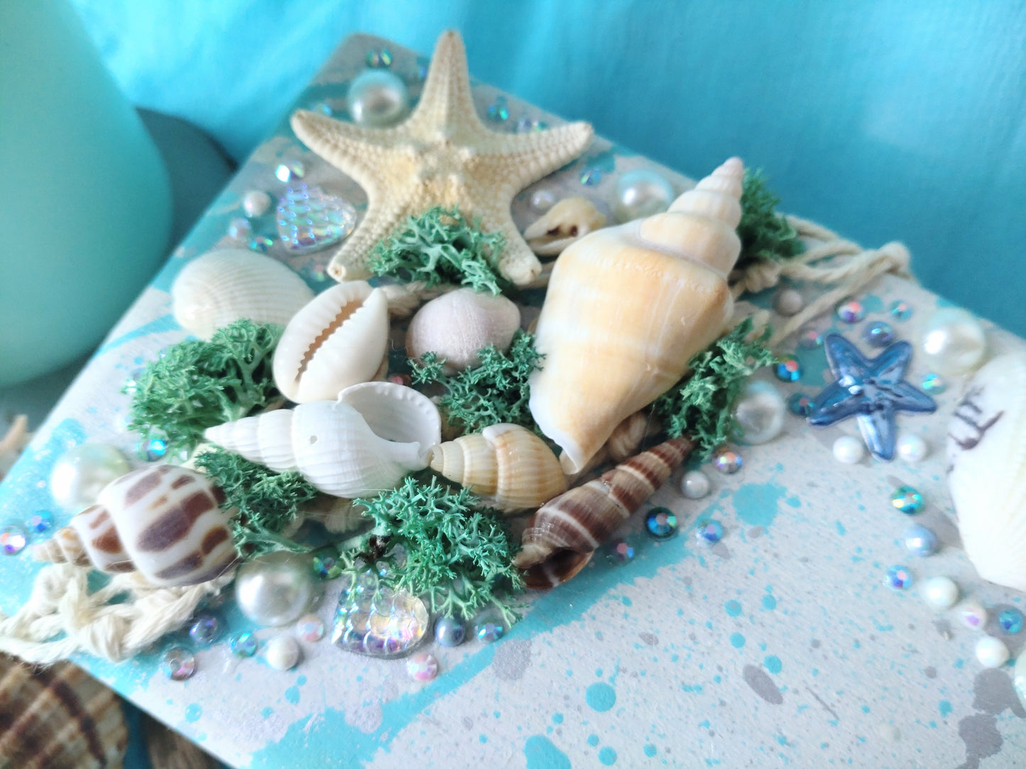 Keepsake/Trinket Box - LIGHT BLUE AND WHITE SEASIDE BOX