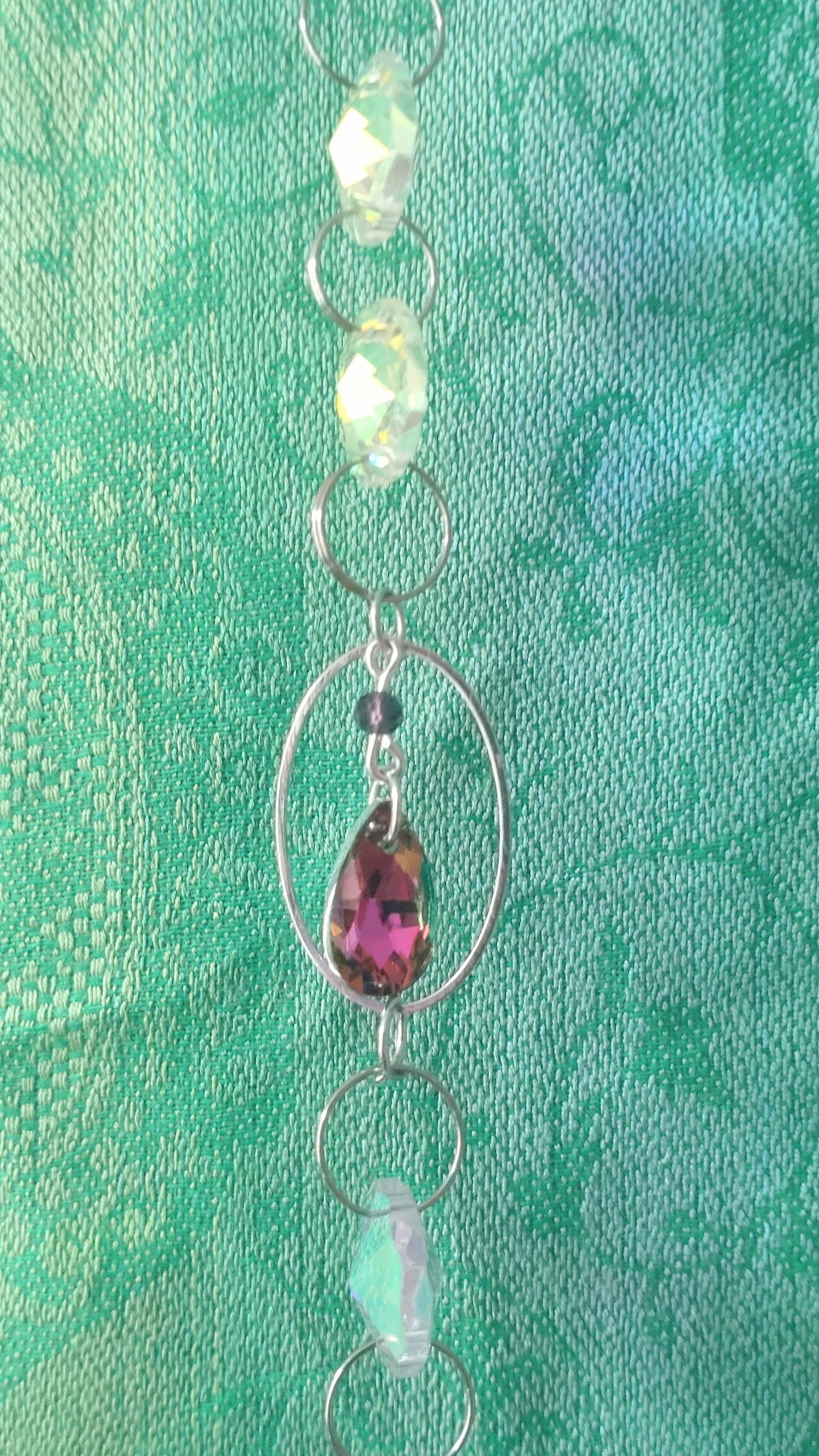 Handmade Suncatcher - SILVER DRAGON WITH PURPLE BEADS