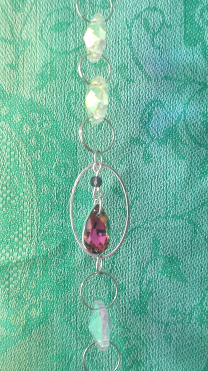 Handmade Suncatcher - SILVER DRAGON WITH PURPLE BEADS